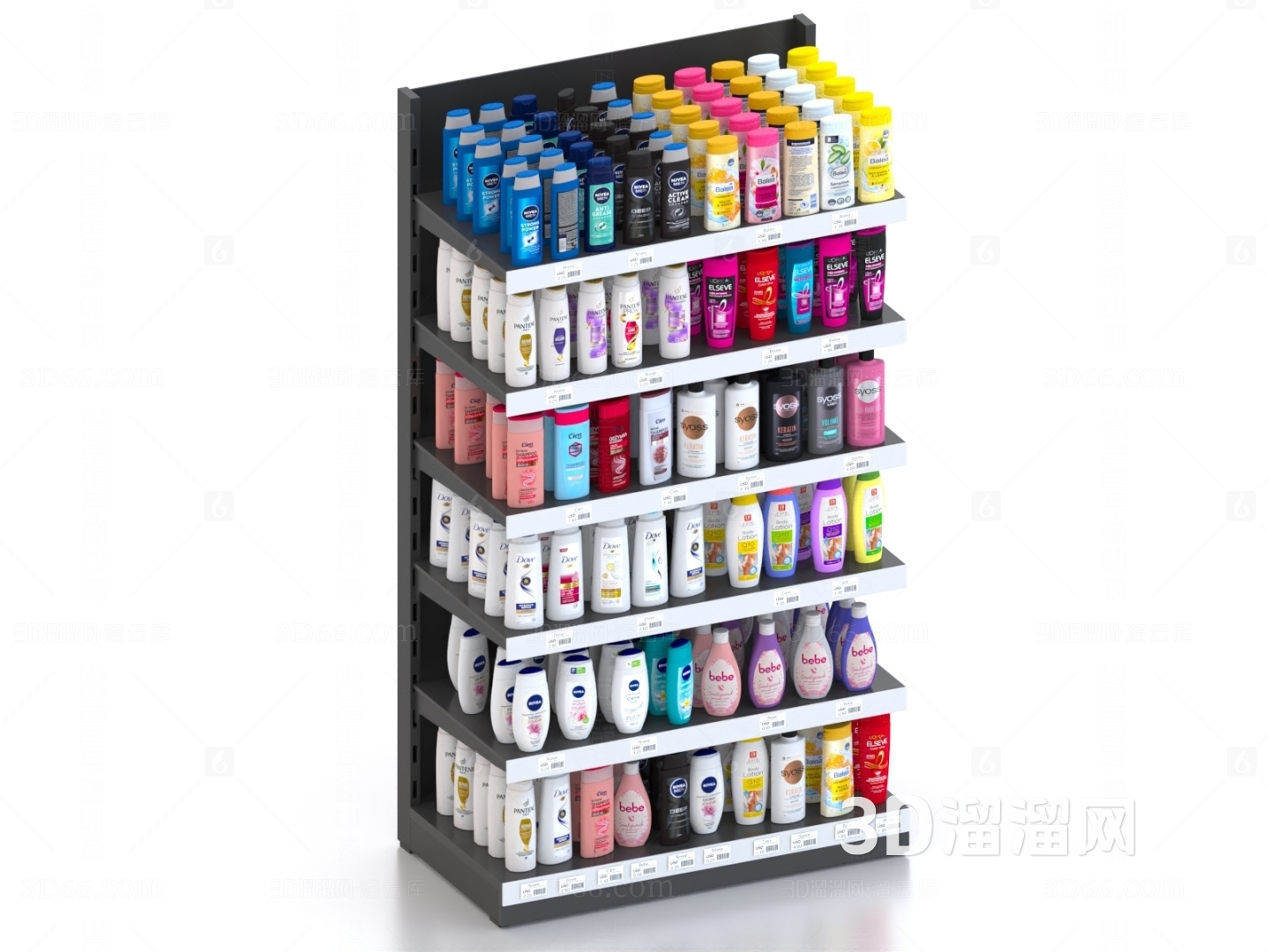 日用百貨3D模型下載 洗發(fā)水、沐浴露超市貨架模型資源推薦